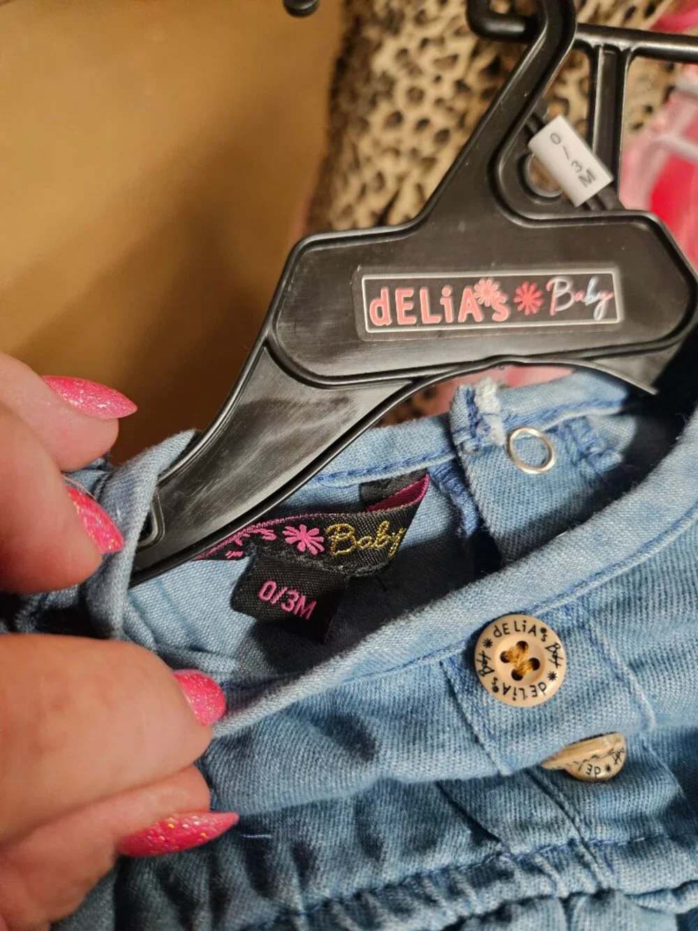 Delia's Baby Denim Dress with Ruffle Sleeves - Size 0 to 3 Months